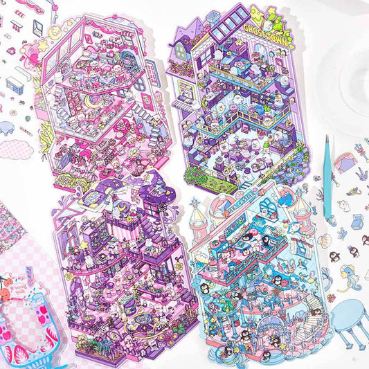 #188 Mystic Realms DIY 3D Scene Stickers 4 Cute Miniature Scenes