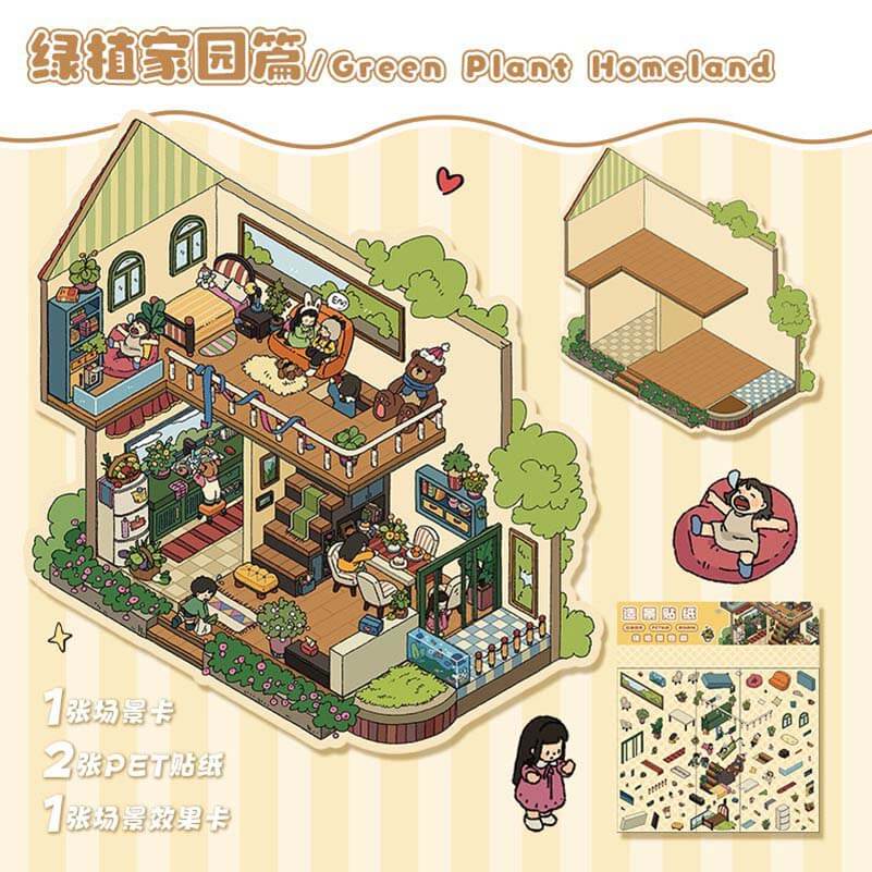 #110 Happy Farm DIY 3D Scene Stickers 4 Cute Miniature Scenes