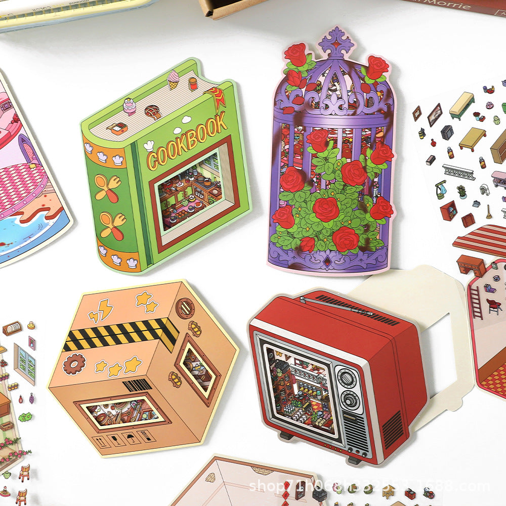 #807 Daily Life Stuff Series Scene Stickers 4 Cute Miniature Scenes