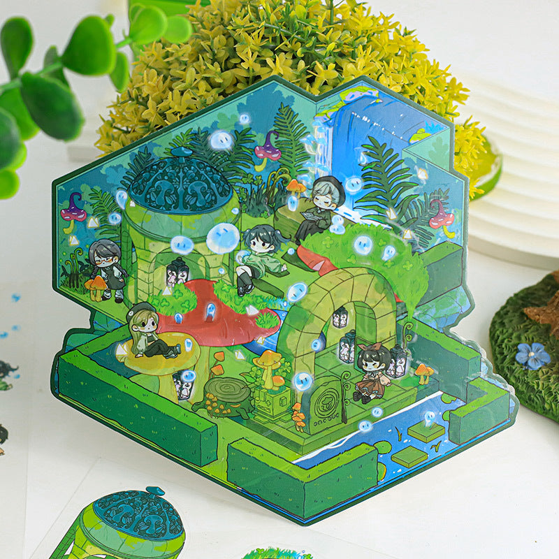 #801 Glow In The Dark Time Travel DIY 3D Scene Stickers 4 Cute Miniature Scenes
