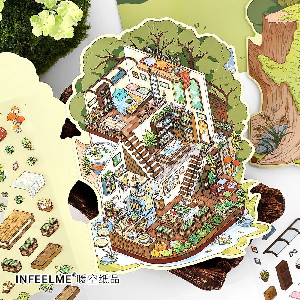 #701 My Little House Series Scene Stickers 4 Cute Miniature Scenes