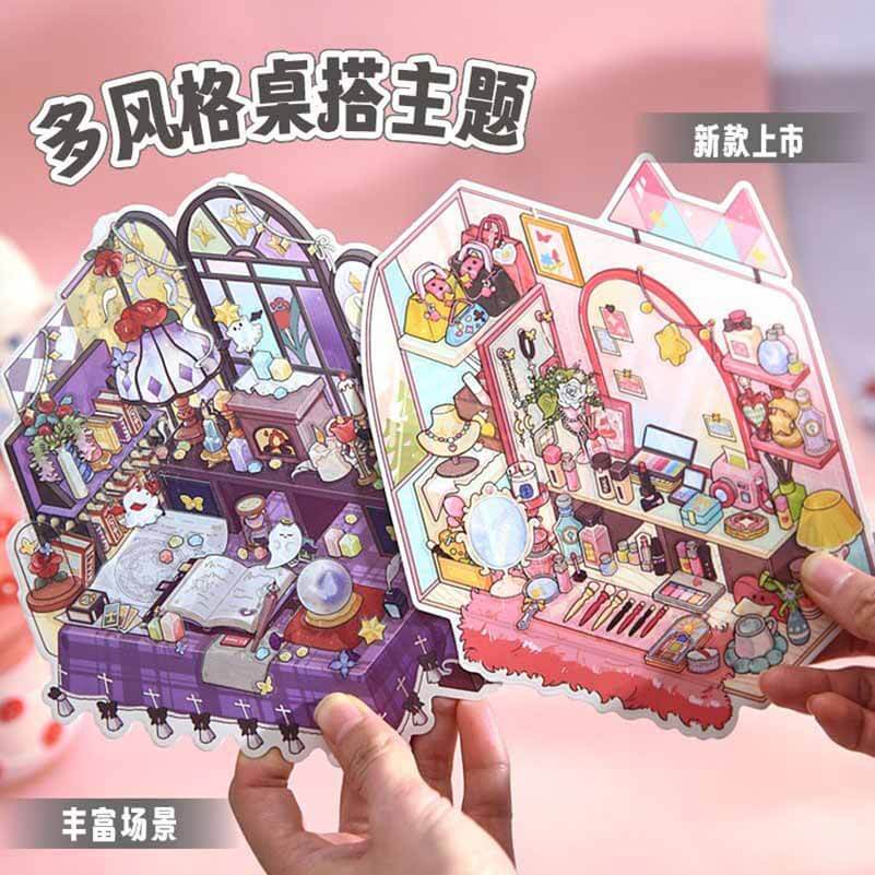 #802 Style Desk DIY 3D Scene Stickers 4 Cute Miniature Scenes