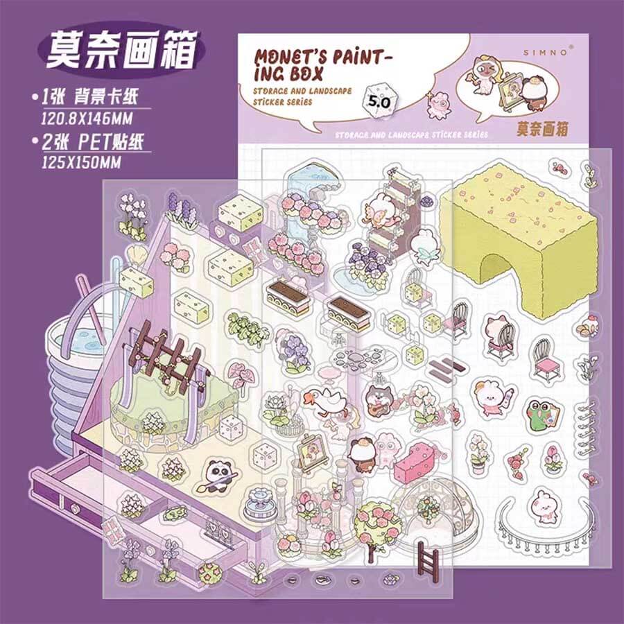 #124 Crystal Ball DIY 3D Scene Stickers 4 Cute Miniature Scenes