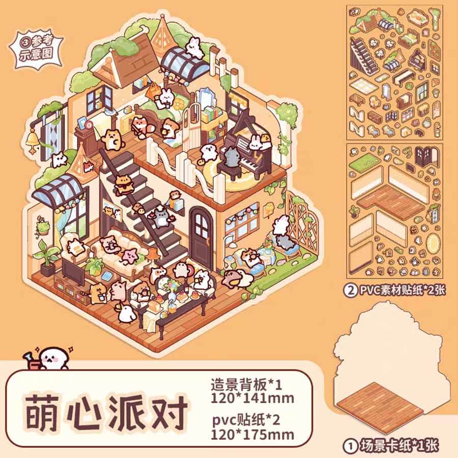 #123 Wonderful Fairy House Collection Scene Stickers 4 Adorable Miniature Scenes