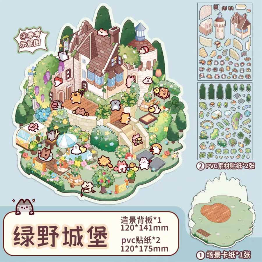 #123 Wonderful Fairy House Collection Scene Stickers 4 Adorable Miniature Scenes