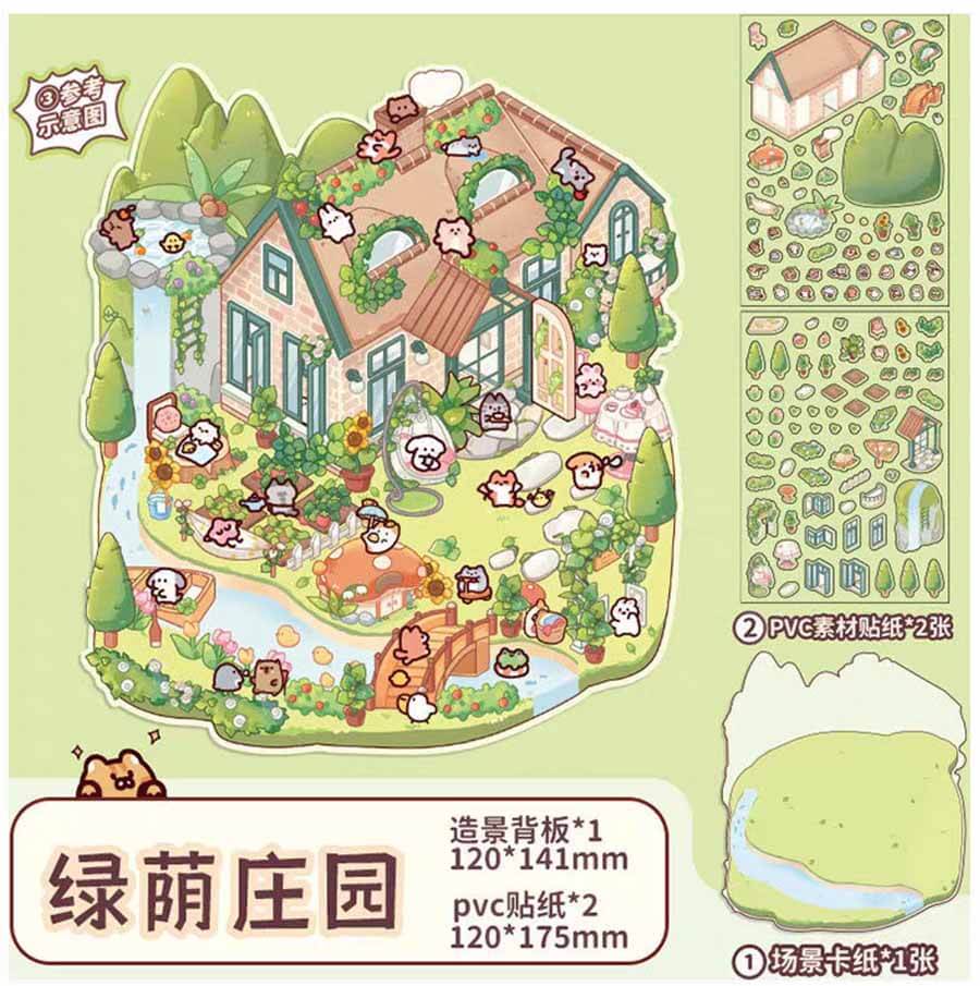 #123 Wonderful Fairy House Collection Scene Stickers 4 Adorable Miniature Scenes